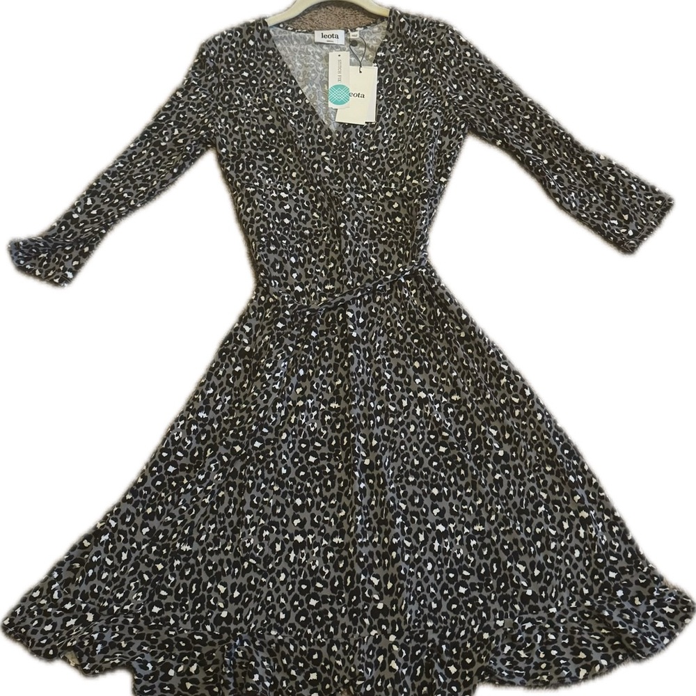 LEOTA Faux Wrap Knit Dress Sz S